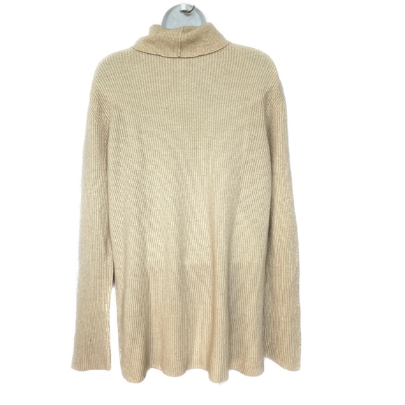 The Row Sweater 100% Cashmere Turtleneck Beige Size L Ribbed Made USA Very Soft - Picture 3 of 8